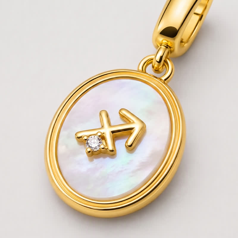 TaleClasp Sagittarius White Shell Gold Pendant Charm - image 3