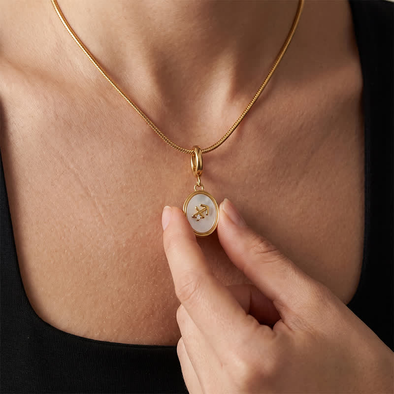 TaleClasp Sagittarius White Shell Gold Pendant Charm - image 1