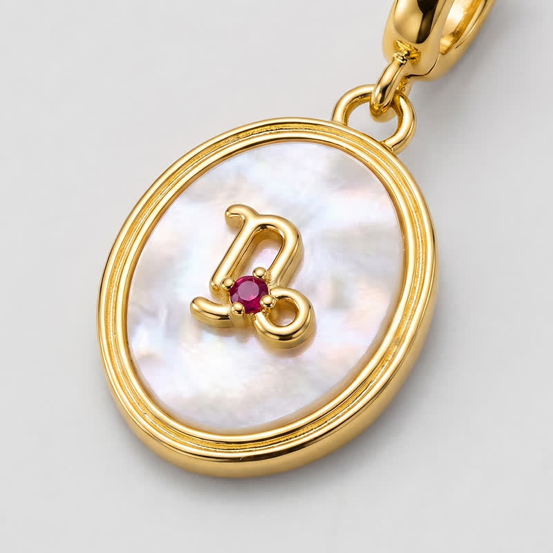 TaleClasp Capricorn White Shell Gold Pendant Charm - image 3