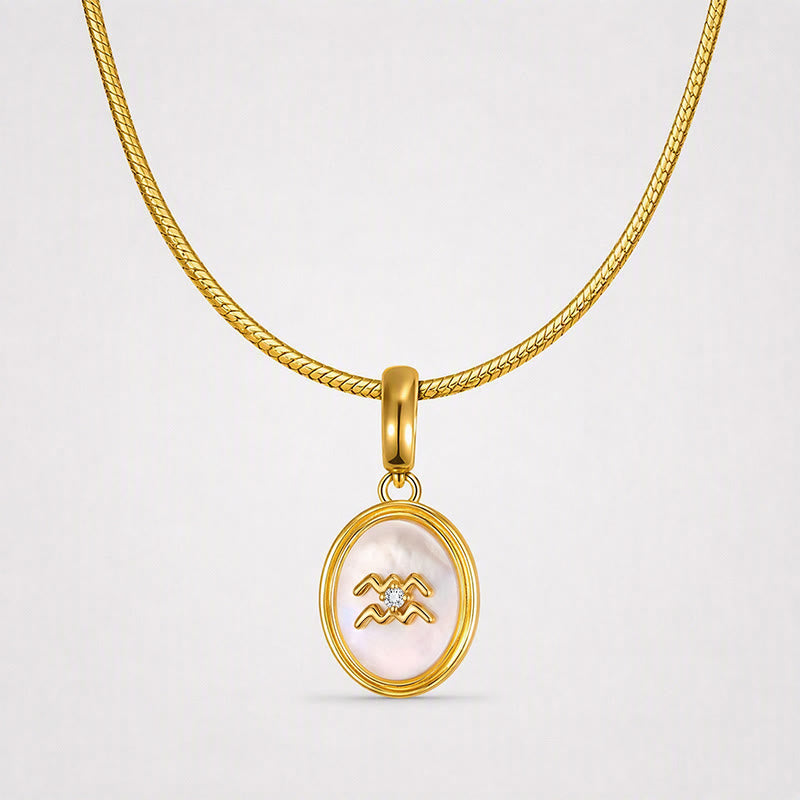TaleClasp Aquarius White Shell Gold Pendant Charm - image 4