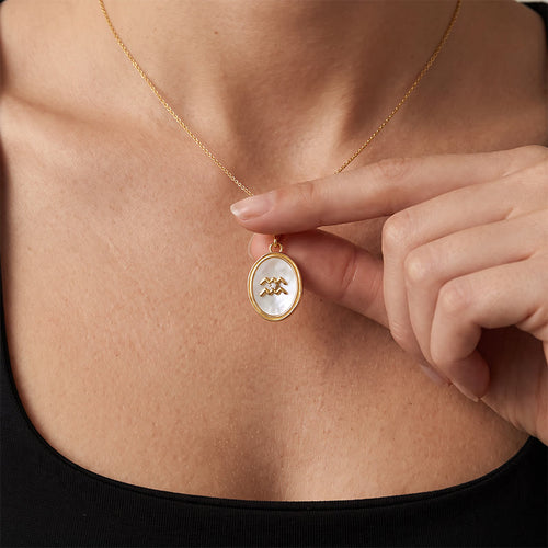 TaleClasp Aquarius White Shell Gold Pendant Charm - image 1