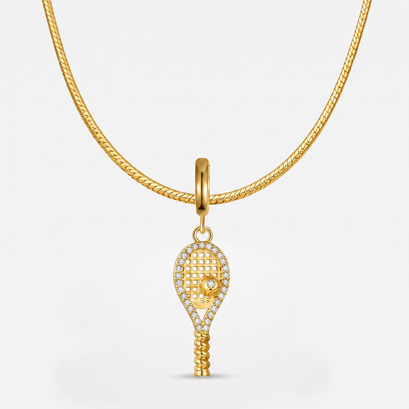 TaleClasp Pave Tennis Racket Gold Tone Statement Charm - image 4