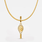 TaleClasp Pave Tennis Racket Gold Tone Statement Charm - image 4