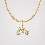 TaleClasp Gold Tone Crystal Bicycle Dainty Statement Charm - image 4