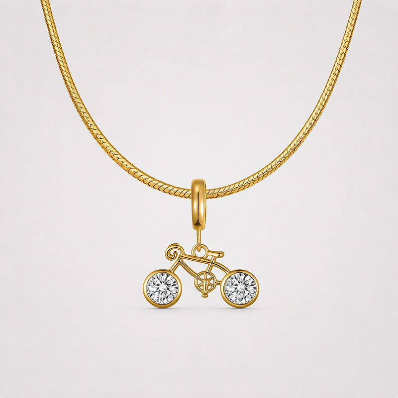 TaleClasp Gold Tone Crystal Bicycle Dainty Statement Charm - image 4
