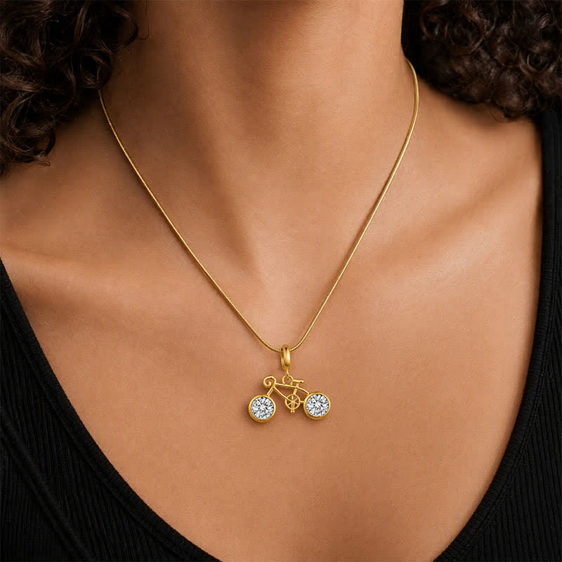 TaleClasp Gold Tone Crystal Bicycle Dainty Statement Charm - image 1