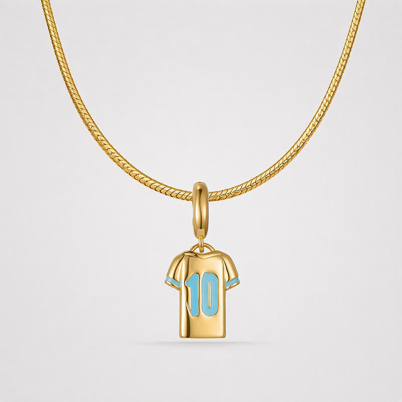 TaleClasp Sky Blue Jersey Charm in Gold Tone - image 5