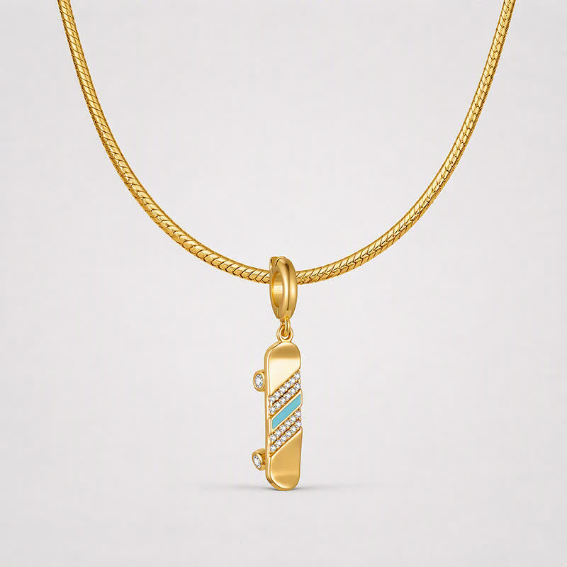TaleClasp Golden Skateboard Blue Charm - image 4
