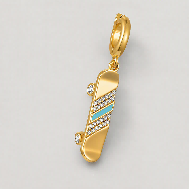 TaleClasp Golden Skateboard Blue Charm - image 3