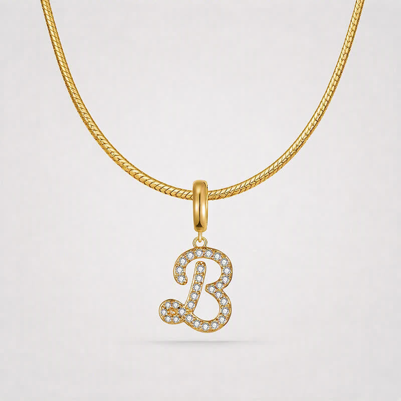 TaleClasp Gold Tone Pave Initial Letter Charm - image 4