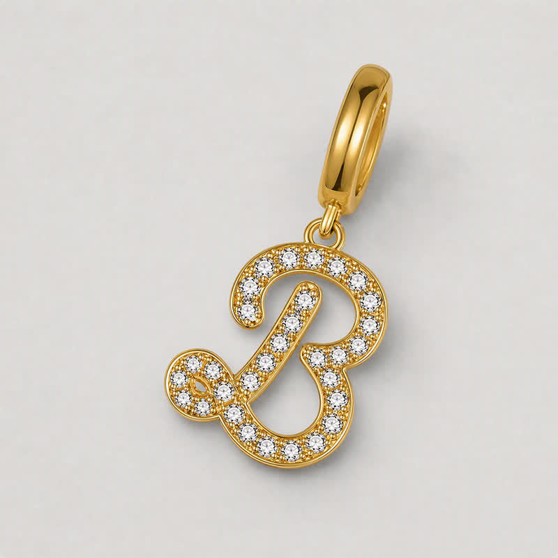 TaleClasp Gold Tone Pave Initial Letter Charm - image 3