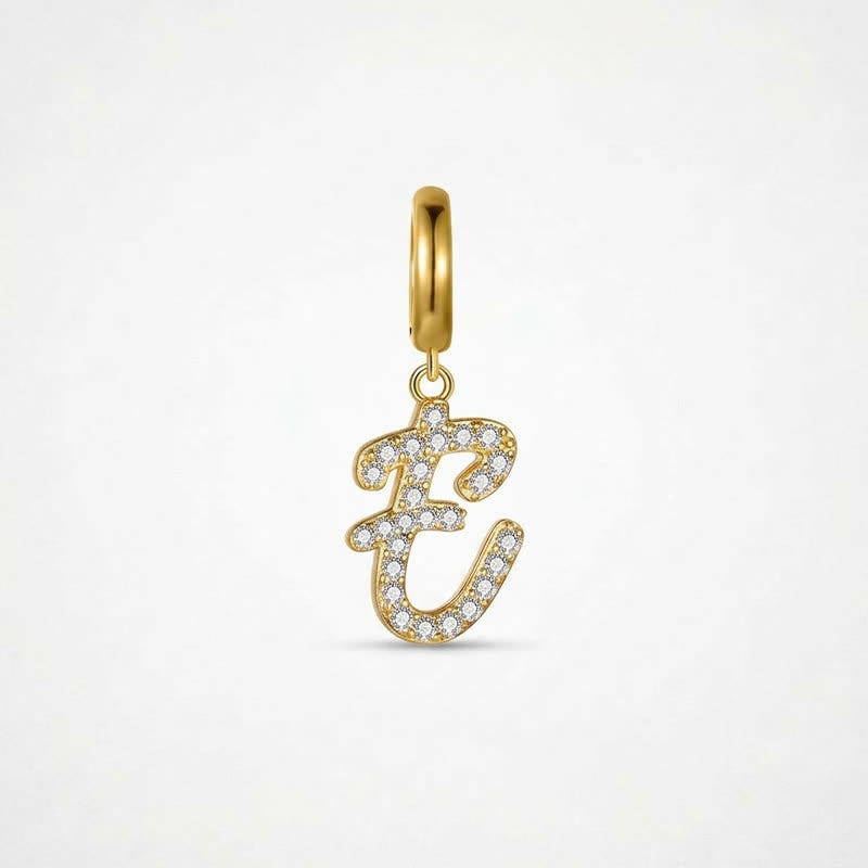TaleClasp Letter E Gold Tone Arc Charm - Golden - image 0