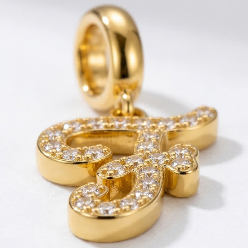 TaleClasp Letter F Gold Tone Arc Charm - image 3