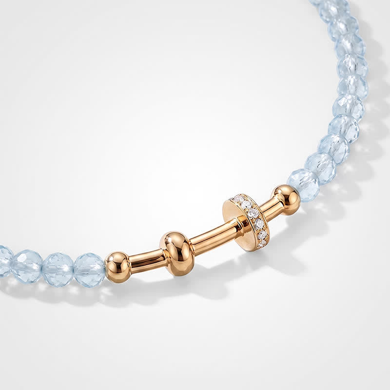 TaleClasp Pale Blue Faceted Bead Gold Accent Necklace - image 3