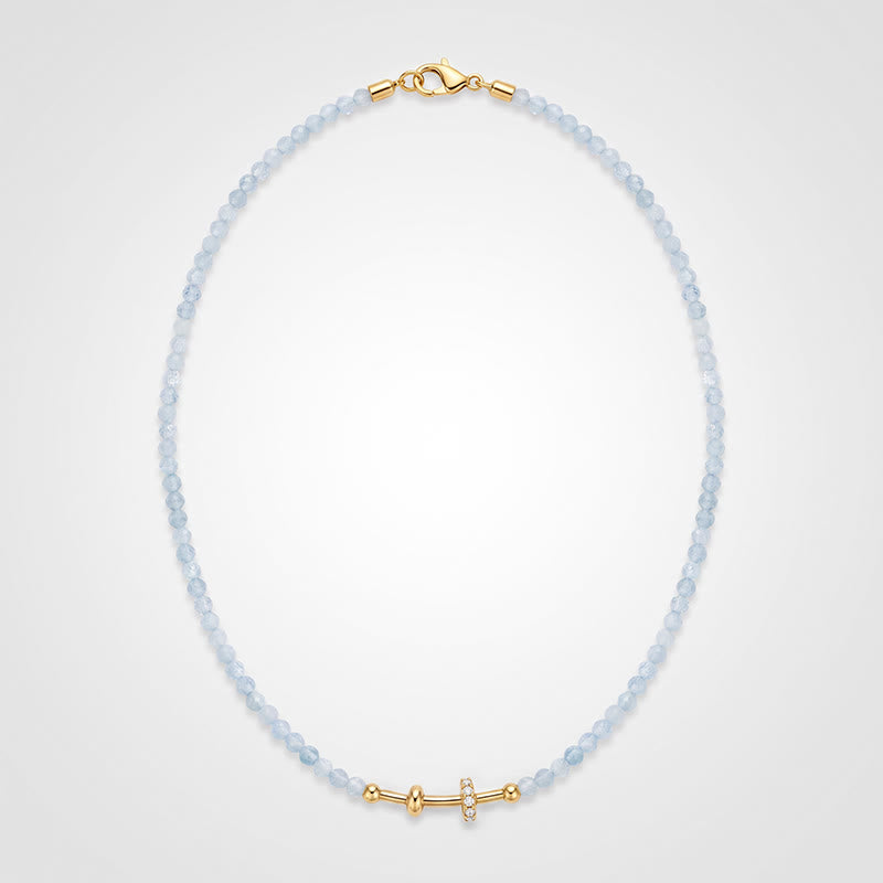 TaleClasp Pale Blue Faceted Bead Gold Accent Necklace - image 4