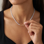 TaleClasp Pale Blue Faceted Bead Gold Accent Necklace - image 1