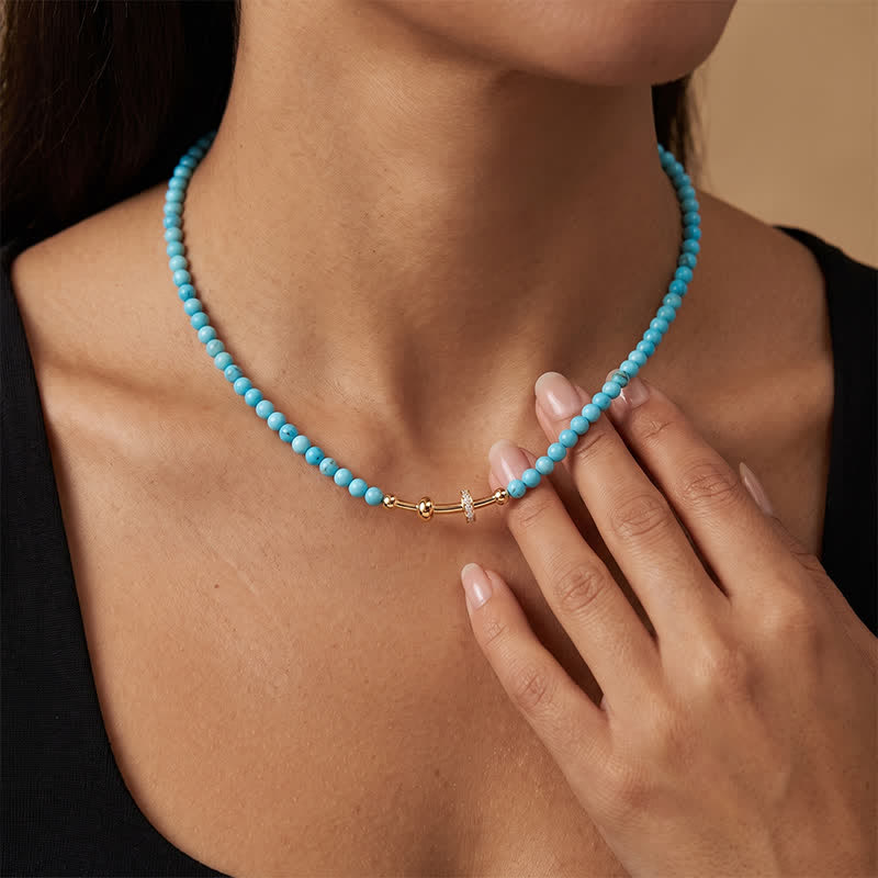 TaleClasp Turquoise-Colored Bead and Crystal Embellished Necklace - image 1
