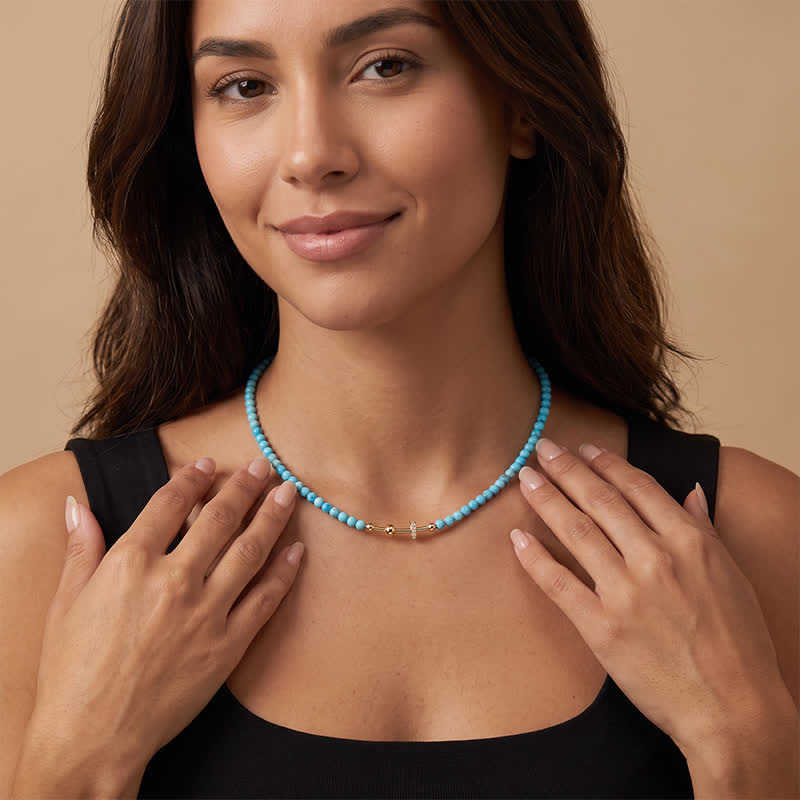 TaleClasp Turquoise-Colored Bead and Crystal Embellished Necklace - image 2