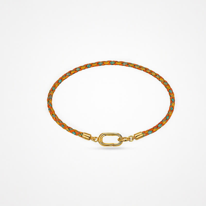 TaleClasp Sunset Braid Gold Oval Clasp Bracelet - Orange - image 0