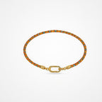 TaleClasp Sunset Braid Gold Oval Clasp Bracelet - Orange - image 0