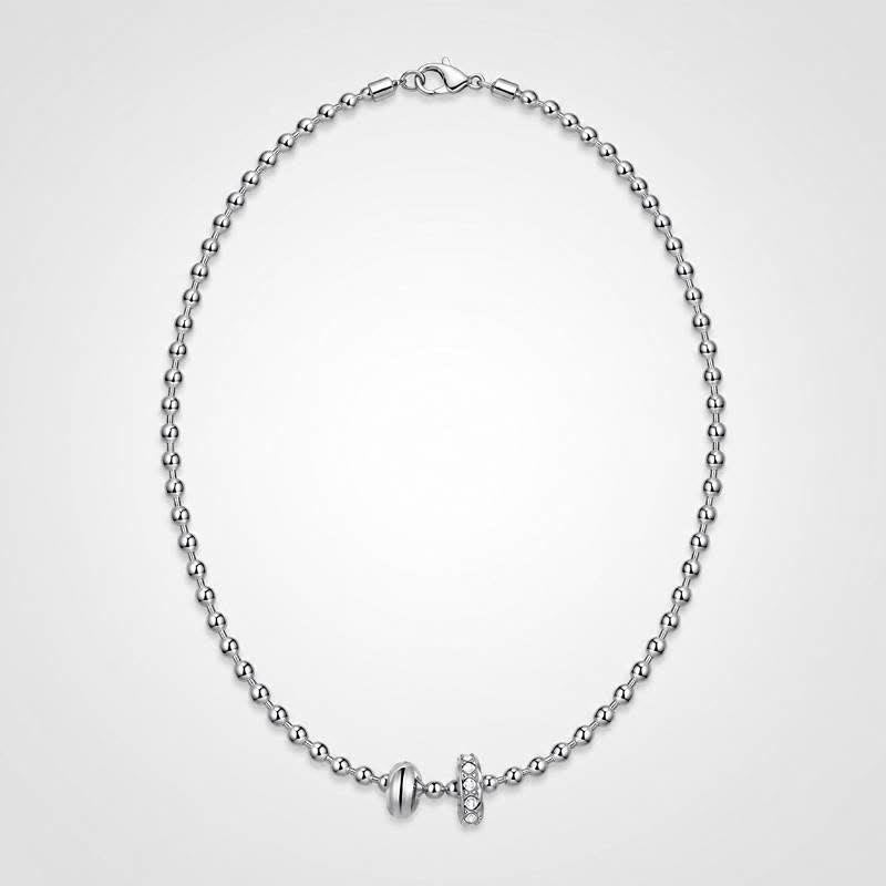 TaleClasp Silver Beaded Double Ring Charm Necklace - image 4