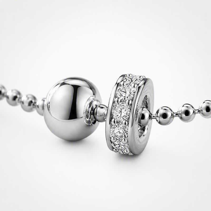 TaleClasp Silver Beaded Double Ring Charm Necklace - image 3