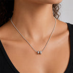 TaleClasp Silver Beaded Double Ring Charm Necklace - image 1