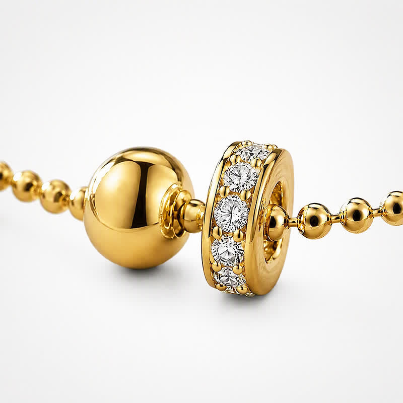 TaleClasp Gold Beaded Double Ring Charm Necklace - image 3