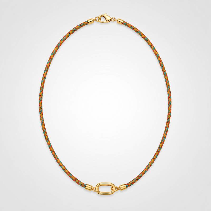 TaleClasp Sunset Gold-Tone Oval Clasp Braided Rope Necklace - image 4