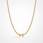 TaleClasp Gold Beaded Double Ring Charm Necklace - Golden - image 0