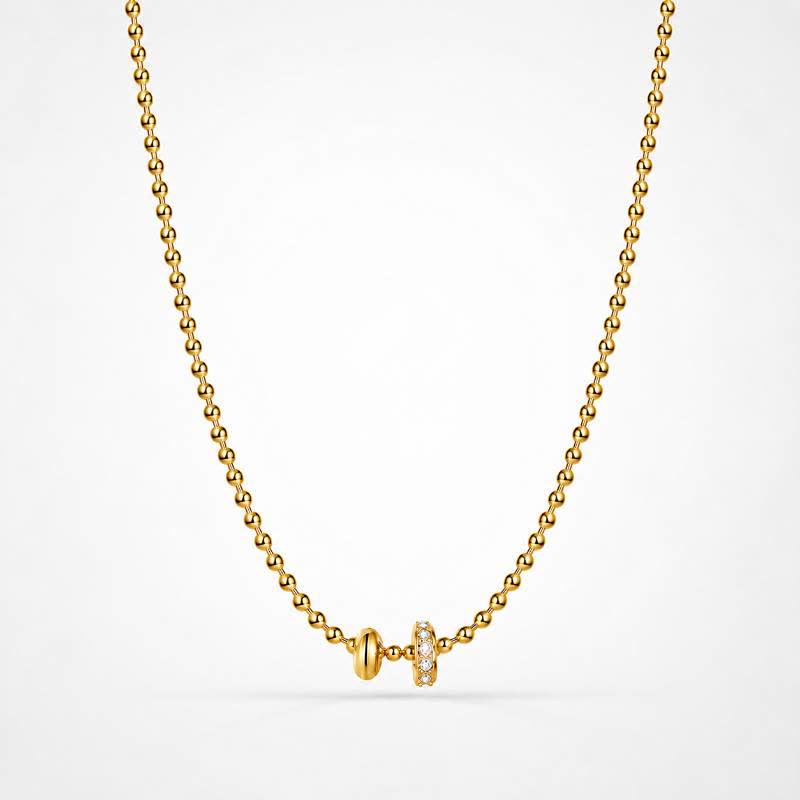 TaleClasp Gold Beaded Double Ring Charm Necklace - Golden - image 0