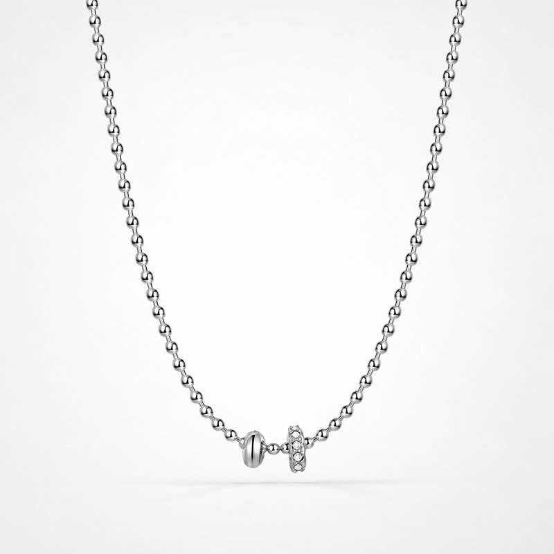 TaleClasp Silver Beaded Double Ring Charm Necklace - Silver - image 0