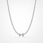 TaleClasp Silver Beaded Double Ring Charm Necklace - Silver - image 0