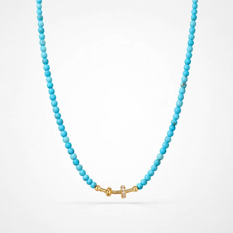 TaleClasp Turquoise-Colored Bead and Crystal Embellished Necklace - Bright Blue - image 0