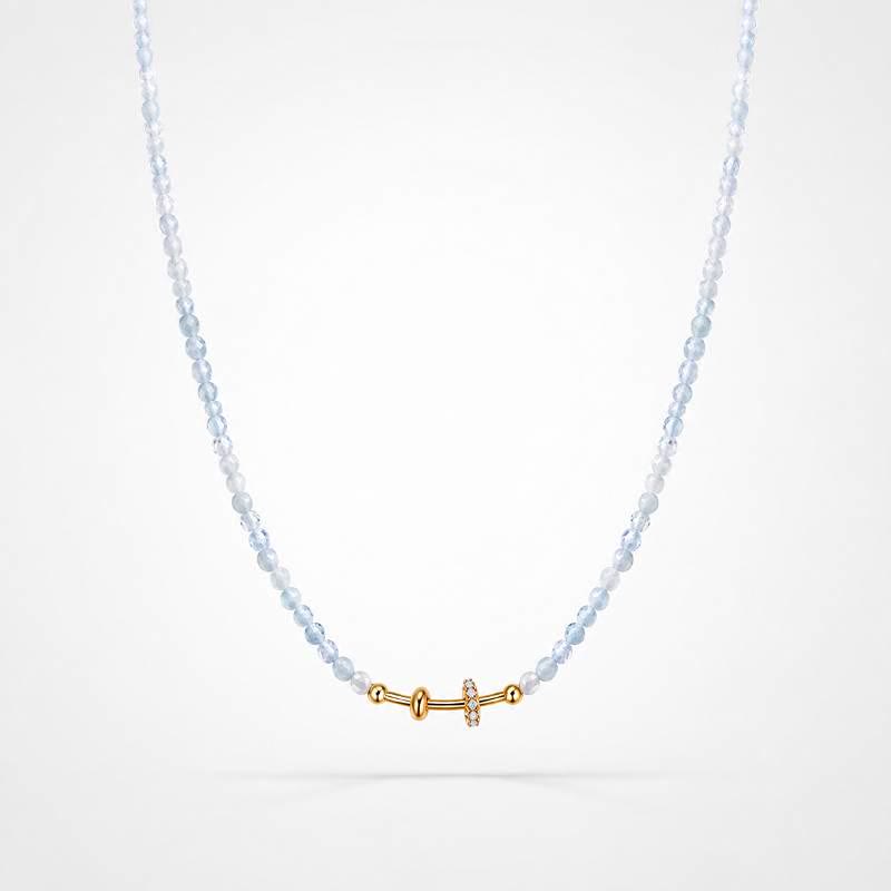 TaleClasp Pale Blue Faceted Bead Gold Accent Necklace - Light Blue - image 0