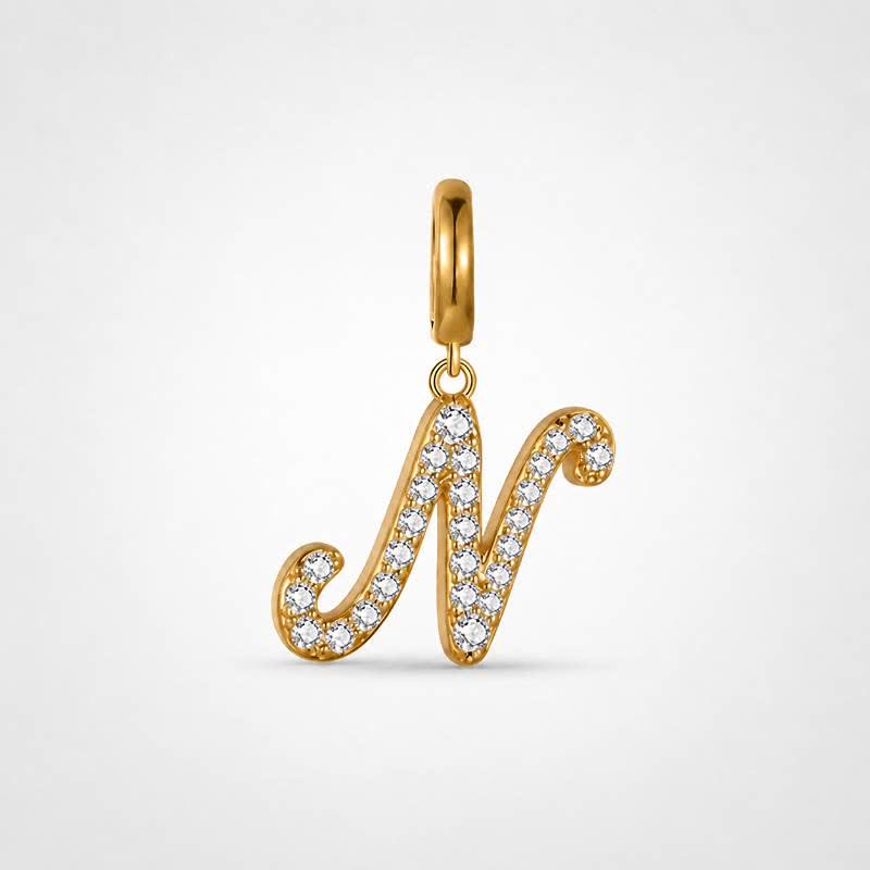TaleClasp Letter N Gold Tone Arc Charm - Golden - image 0