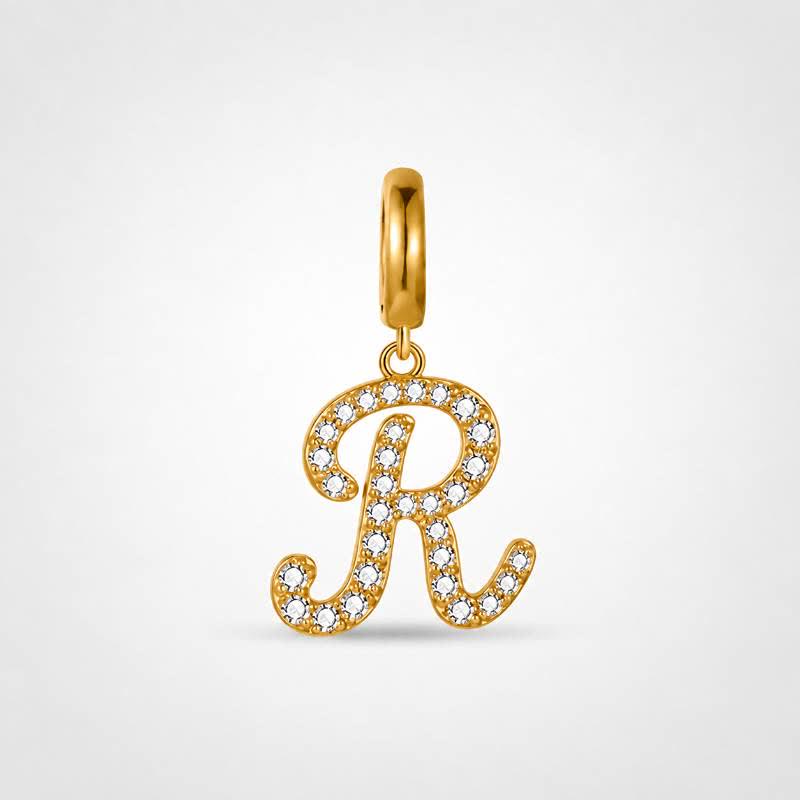 TaleClasp Letter R Gold Tone Arc Charm - Golden - image 0