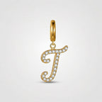 TaleClasp Letter T Gold Tone Arc Charm - Golden - image 0