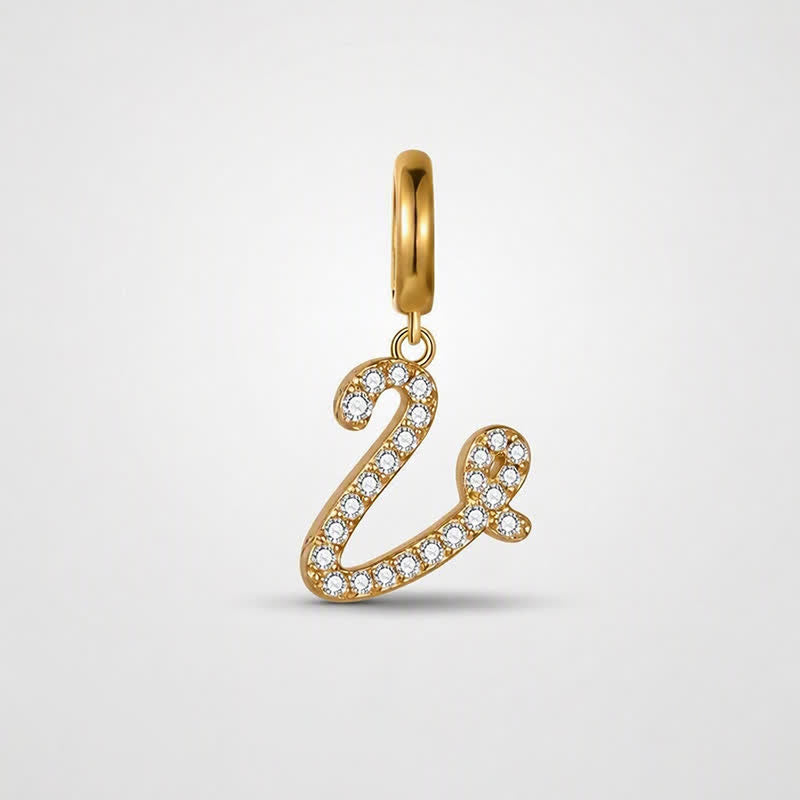 TaleClasp Letter V Gold Tone Arc Charm - Golden - image 0