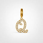 TaleClasp Letter Q Gold Tone Arc Charm - Golden - image 0