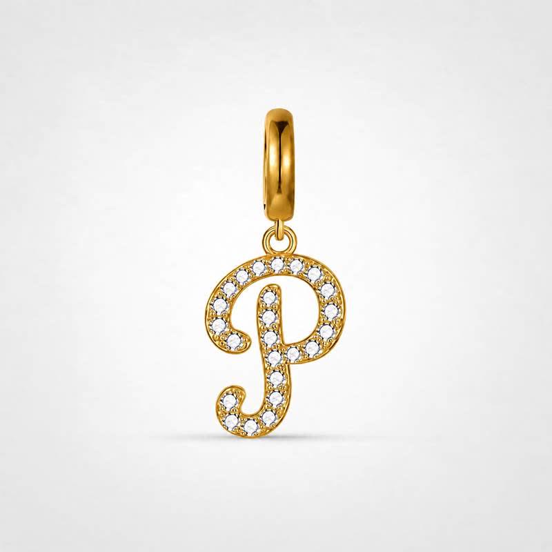 TaleClasp Letter P Gold Tone Arc Charm - Golden - image 0