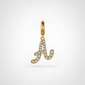 TaleClasp Gold Pave Initial A Script Letter Charm Pendant - Golden - image 0
