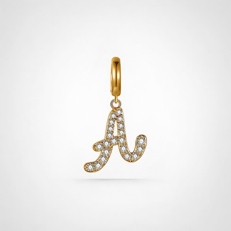 TaleClasp Gold Pave Initial A Script Letter Charm Pendant - Golden - image 0