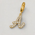 TaleClasp Gold Pave Initial A Script Letter Charm Pendant - image 3