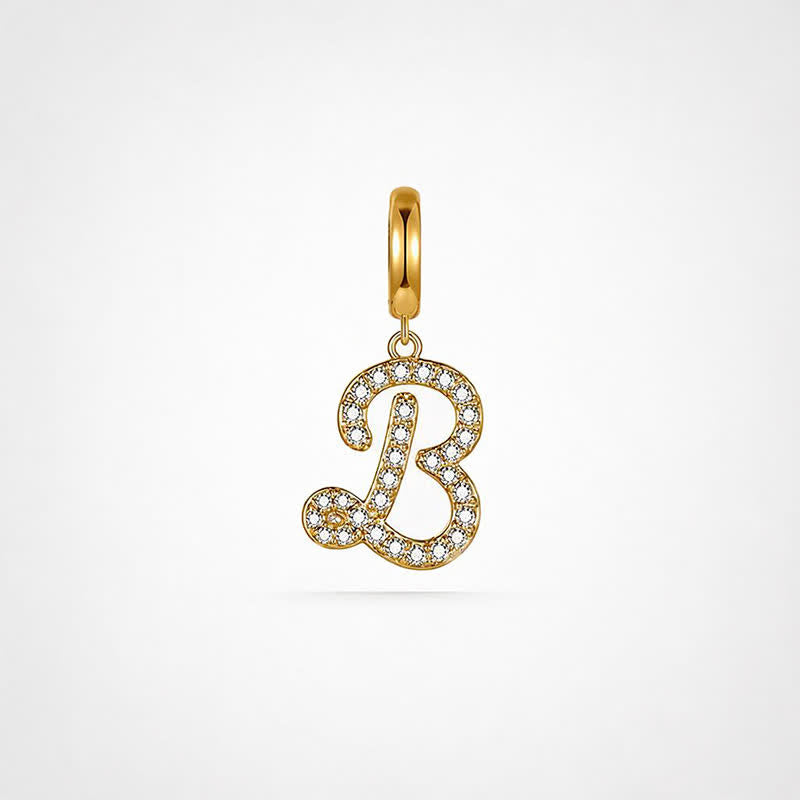 TaleClasp Gold Tone Pave Initial Letter Charm - Golden - image 0