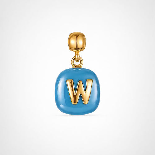 TaleClasp Blue Initial Medallion Gold Tone Charm - Blue - image 0