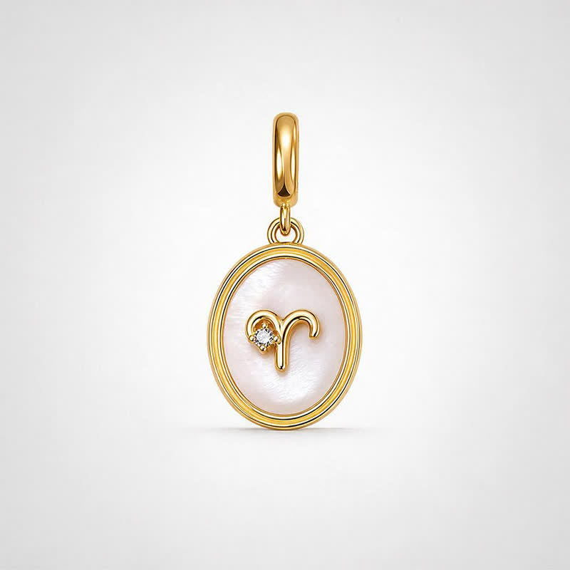 TaleClasp Aries White Shell Gold Pendant Charm - Golden - image 0
