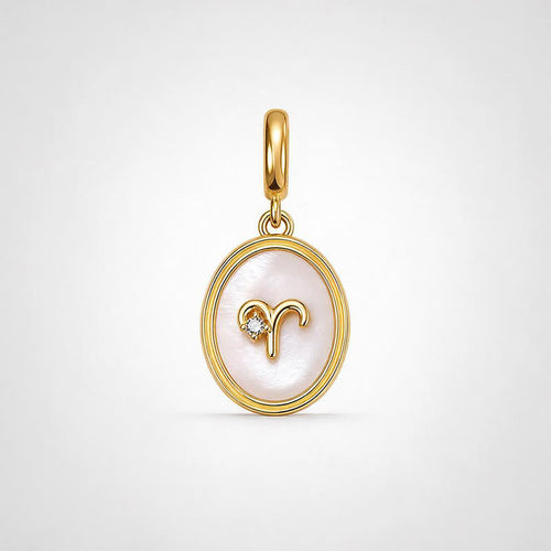 TaleClasp Aries White Shell Gold Pendant Charm - Golden - image 0