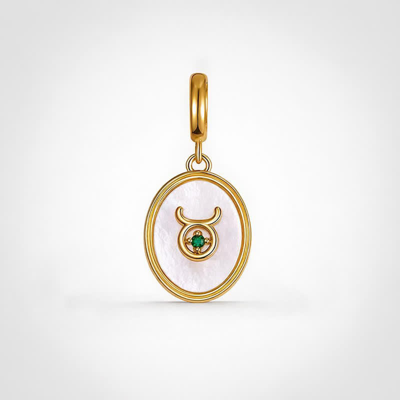 TaleClasp Taurus White Shell Gold Pendant Charm - Golden - image 0