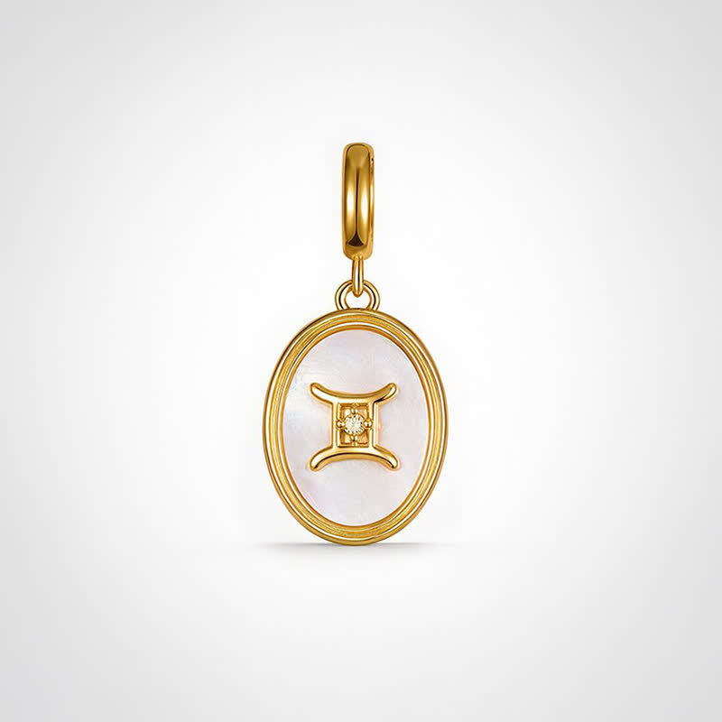 TaleClasp Gemini White Shell Gold Pendant Charm - Golden - image 0